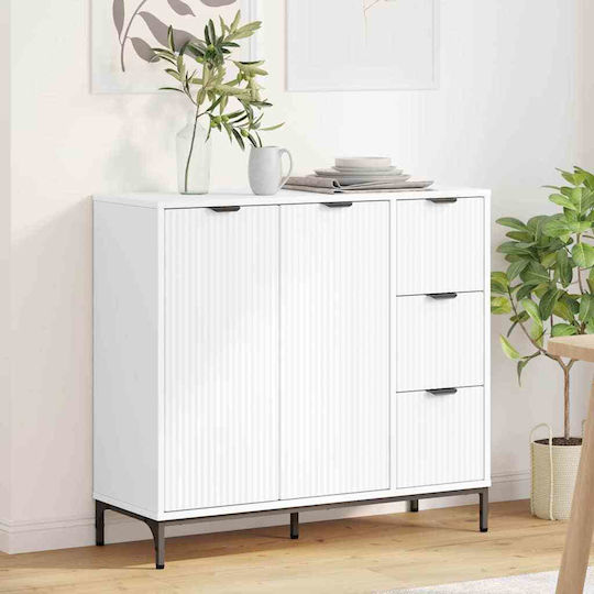 Μπουφές Ξύλινος με Συρτάρια Λευκό 89.5x33x82cm