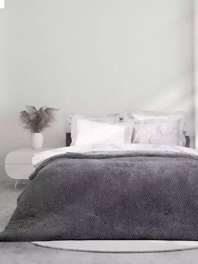 Nima Κουβερτοπάπλωμα Μονό 160x220εκ. Velva Dark Gray Γκρι