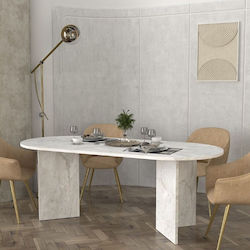 Cortado Τραπεζαρίας Λευκό Εφέ Μαρμάρου 200x90x74εκ.