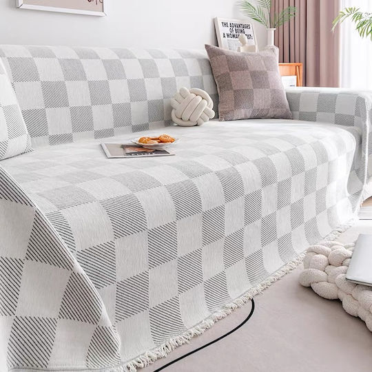Mc Decor Check Διθέσιου Καναπέ Π180xΜ240cm Εκρού