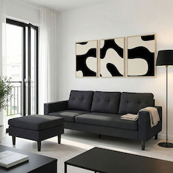 Maneli Ecke Sofa Stoff 196x138x82cm Schwarz