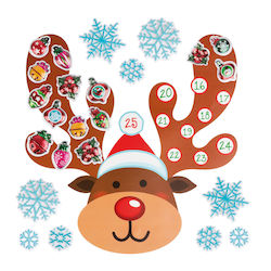 Christmas Wall Sticker Advent Calendar 3d Reindeer Reusable Self-adhesive Decor 30 X 33 Cm