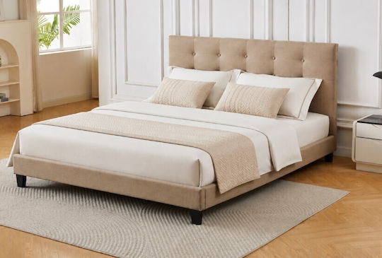 Afroditi Κρεβάτι Υπέρδιπλο για Στρώμα 160x200cm Μπεζ