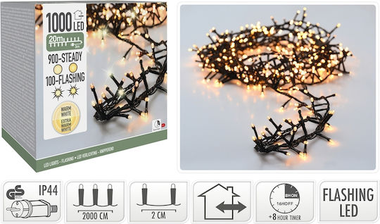 1000 Λαμπάκια LED 20μ. Θερμό Λευκό σε Σειρά