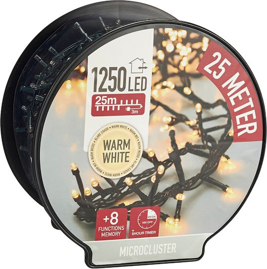 1250 Λαμπάκια LED 25μ. Θερμό Λευκό σε Σειρά