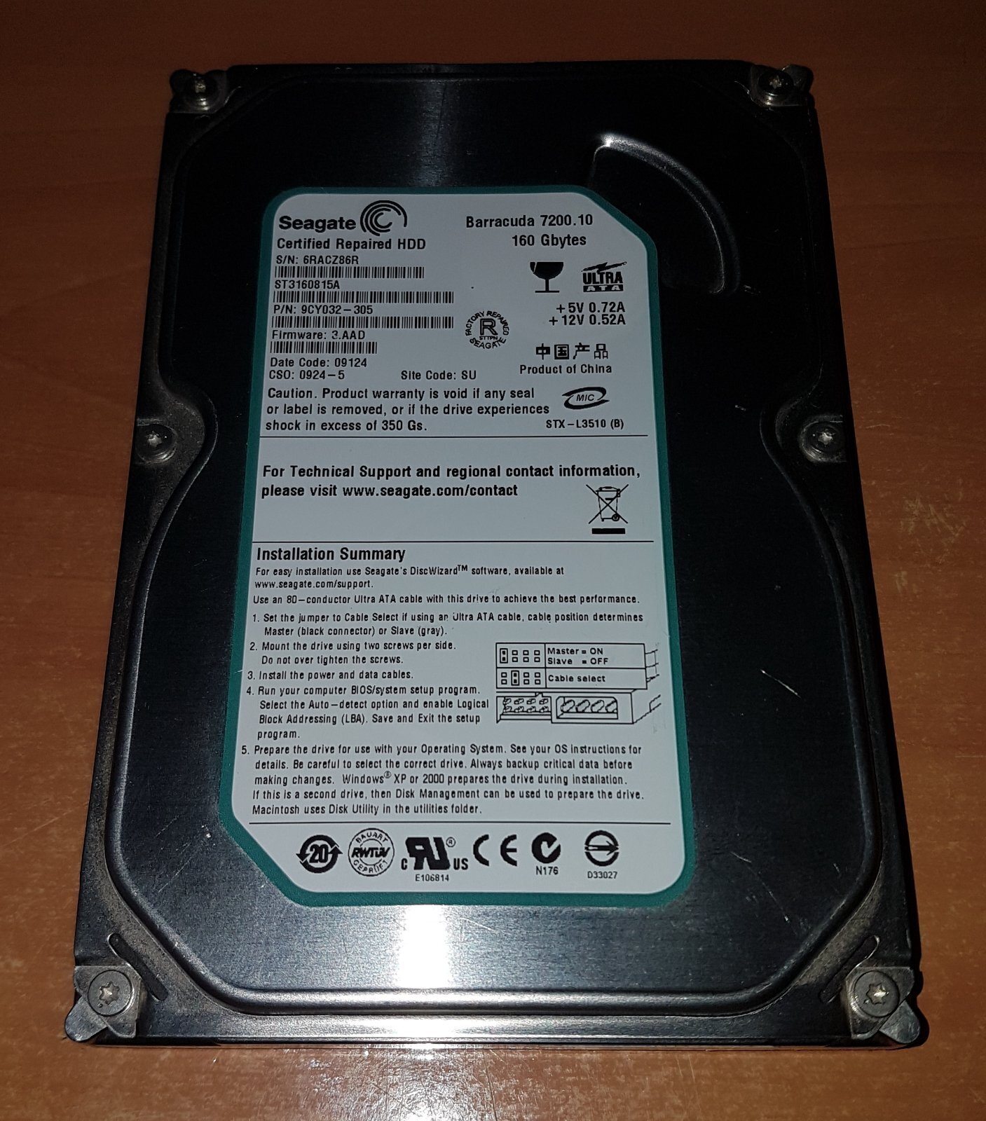 (未使用･未開封品)　ST3160812A Barracuda 7200.9 Ultra ATA100 160-GB ドライブ gsx453j 中古】 ST3160812A Barracuda 7200.9 Ultra ATA100 160GB