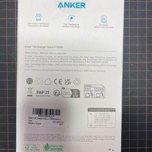 Anker Φορτιστής Χωρίς Καλώδιο GaN με Θύρα USB-A και 2 Θύρες USB-C 100W Quick Charge 3.0 / Power Delivery Μαύρος (736 Nano II)