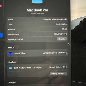 MacBookPro 14" (2023) 14.2" Retina Display 120Hz (M3-Pro 11-Core/18GB/512GB SSD/14-Core GPU) Silver (US Keyboard)