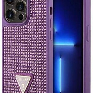 Guess Rhinestones Triangle Back Cover Μεταλλικό Μωβ (iPhone 15 Pro) GUHCP15LHDGTPU