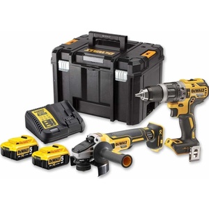 DEWALT DCK2080P2T Σετ Γωνιακός Τροχός & Κρουστικό Δραπανοκατσάβιδο Brushless 18V με 2 Μπαταρίες 5Ah και Θήκη