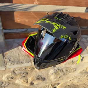 LS2 Pioneer II MX702 Rangi Adventure Fluo Titanium Κράνος Μηχανής On-Off ECE 22.06 1600gr με Sunvisor 46702 26 54