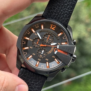 Diesel Mega Chief Ανδρικό Ρολόι 51mm Χρονογράφος Μπαταρίας με Μαύρο Δερμάτινο Λουράκι DZ4291