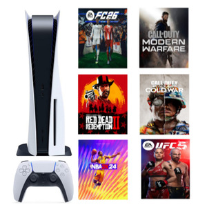 PS5 Disc + Modern Warfare + Black Ops + FIFA/NBA + Read Dead Redemption + UFC + 1 yr. PSN ✅ 
