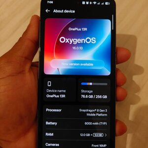 OnePlus  13r 5g dual sim (12gb/256gb) astral trail Key features: Model 2025 6.78" AMOLED Display 120Hz 50MP Rear Camera with OIS 6000mAh Battery 80W