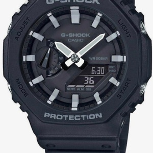 Casio G-Shock Αναλογικό/Ψηφιακό Ανδρικό Ρολόι 45.5mm Χρονογράφος Μπαταρίας με Μαύρο Καουτσούκ Λουράκι GA-2100-1AER