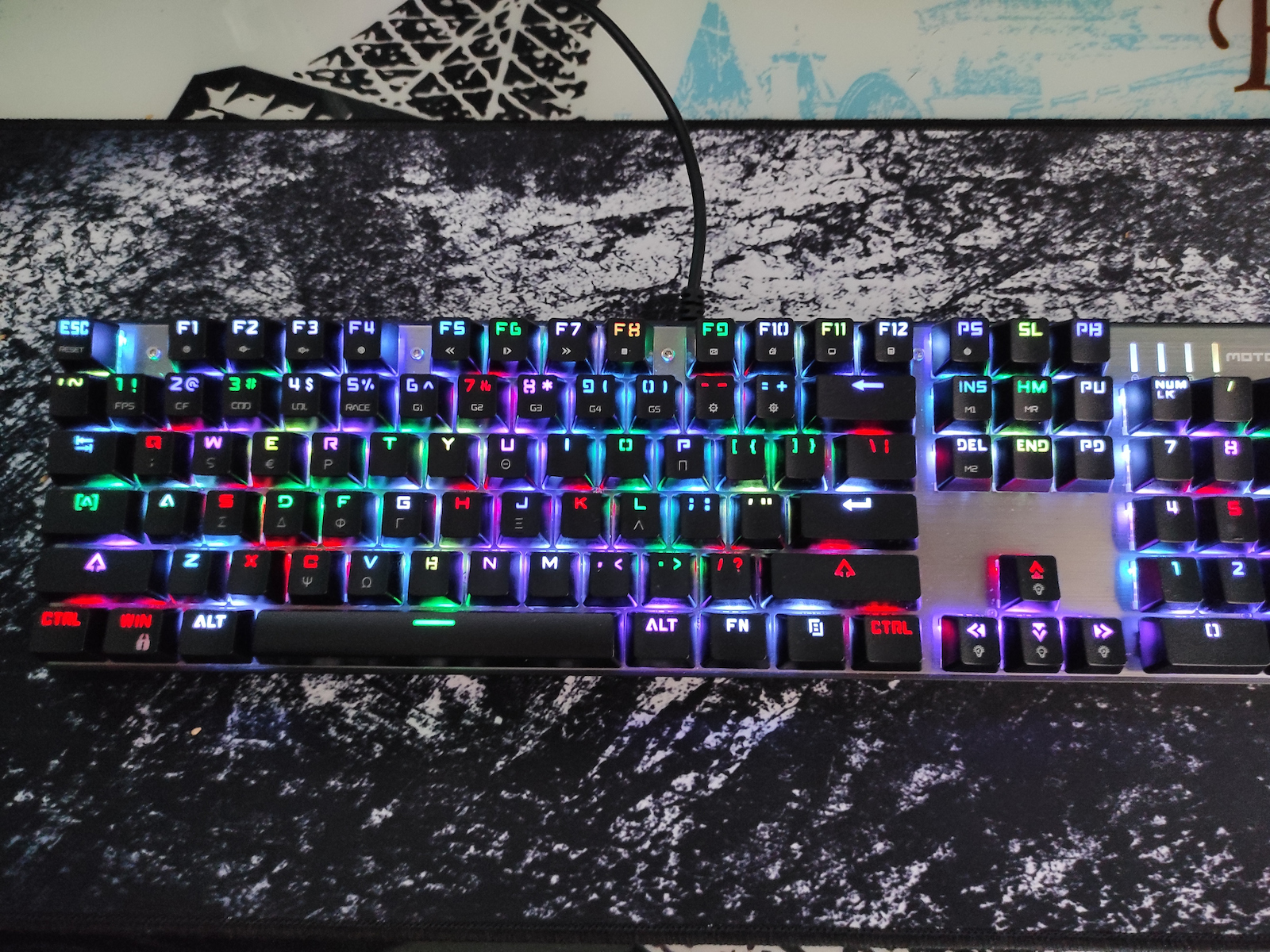 Motospeed Inflictor CK104 Gaming Μηχανικό Πληκτρολόγιο με Outemu Black διακόπτες και RGB φωτισμό (Ελληνικό) Ασημί