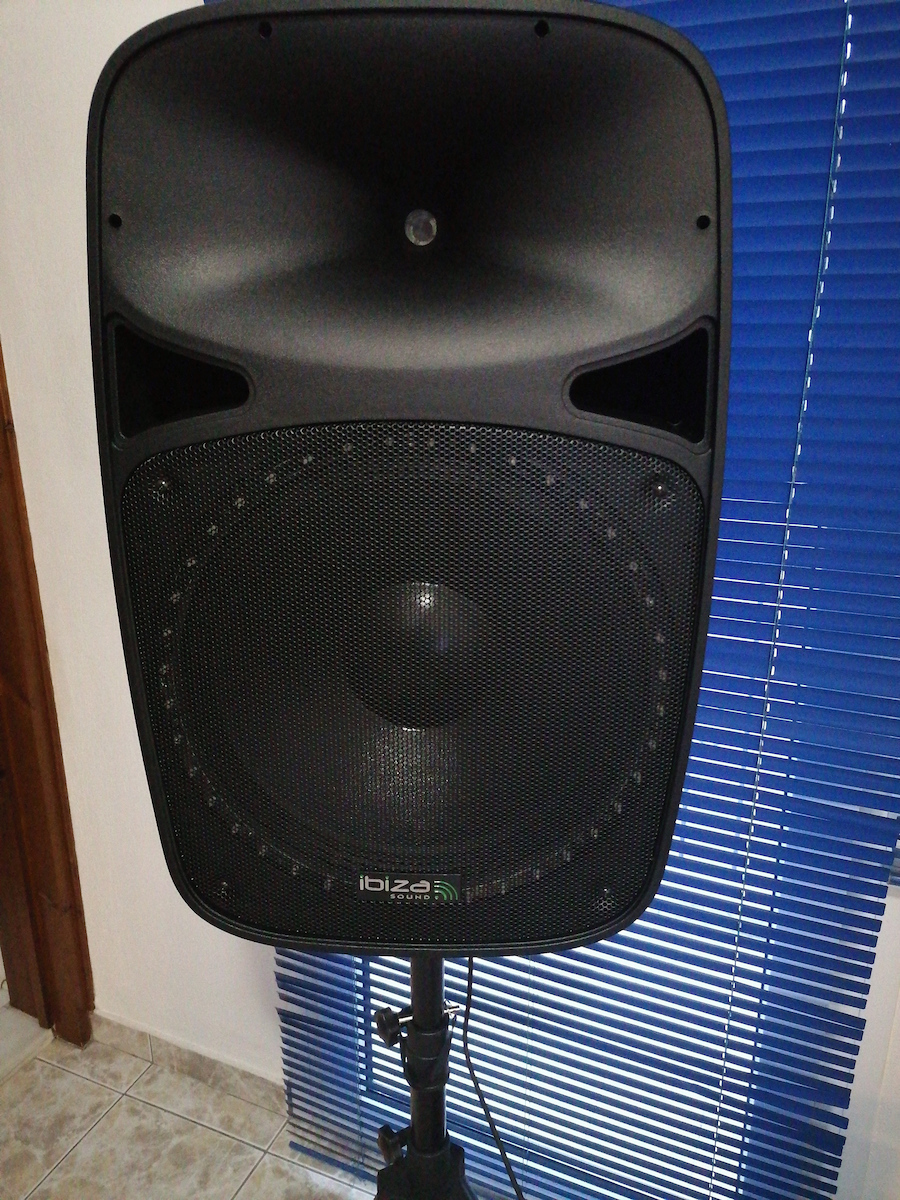 Ibiza Sound Karaoke Speaker with Wired Microphone and Lighting Effects PKG15A-SET Black