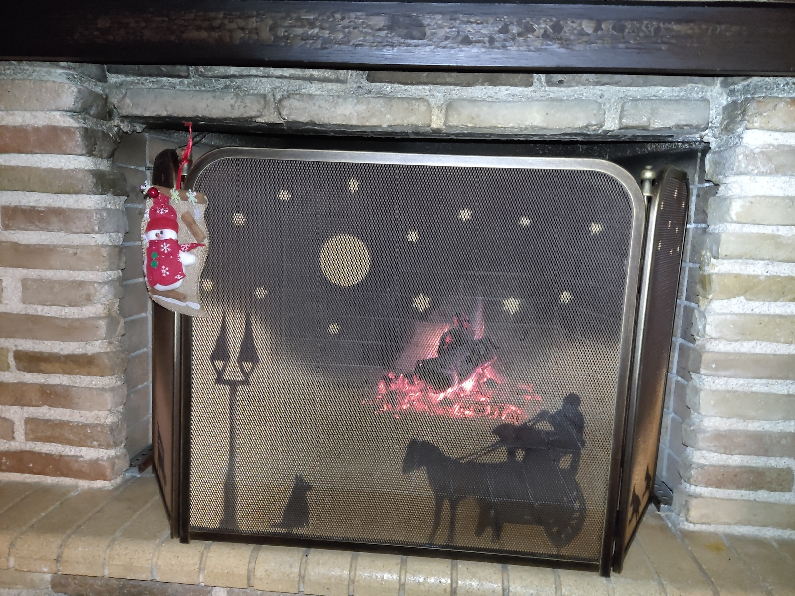 Zogometal Metallic Fireplace Screen with 3 Panels 54x23x50cm Dirty Rust