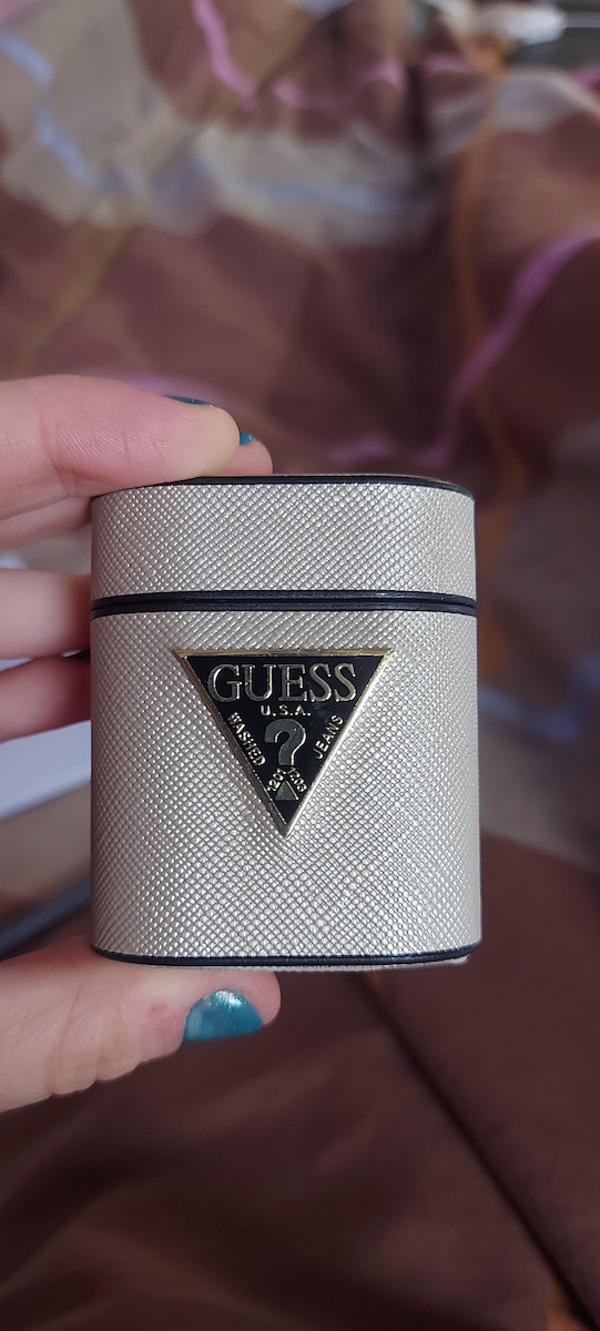 Guess Saffiano Case Plastic Case Beige for Apple AirPods