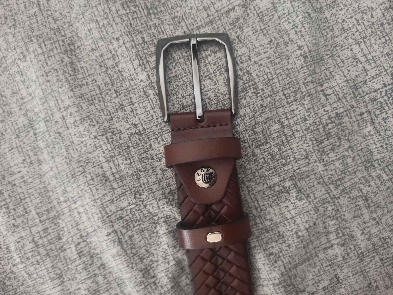 Men's Belt Leather Knitted Brown
