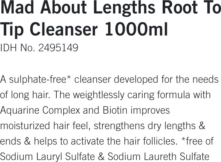 Schwarzkopf Mad About Lengths Σαμπουάν Αναδόμησης/Θρέψης & Ενυδάτωσης για Όλους τους Τύπους Μαλλιών 1000ml