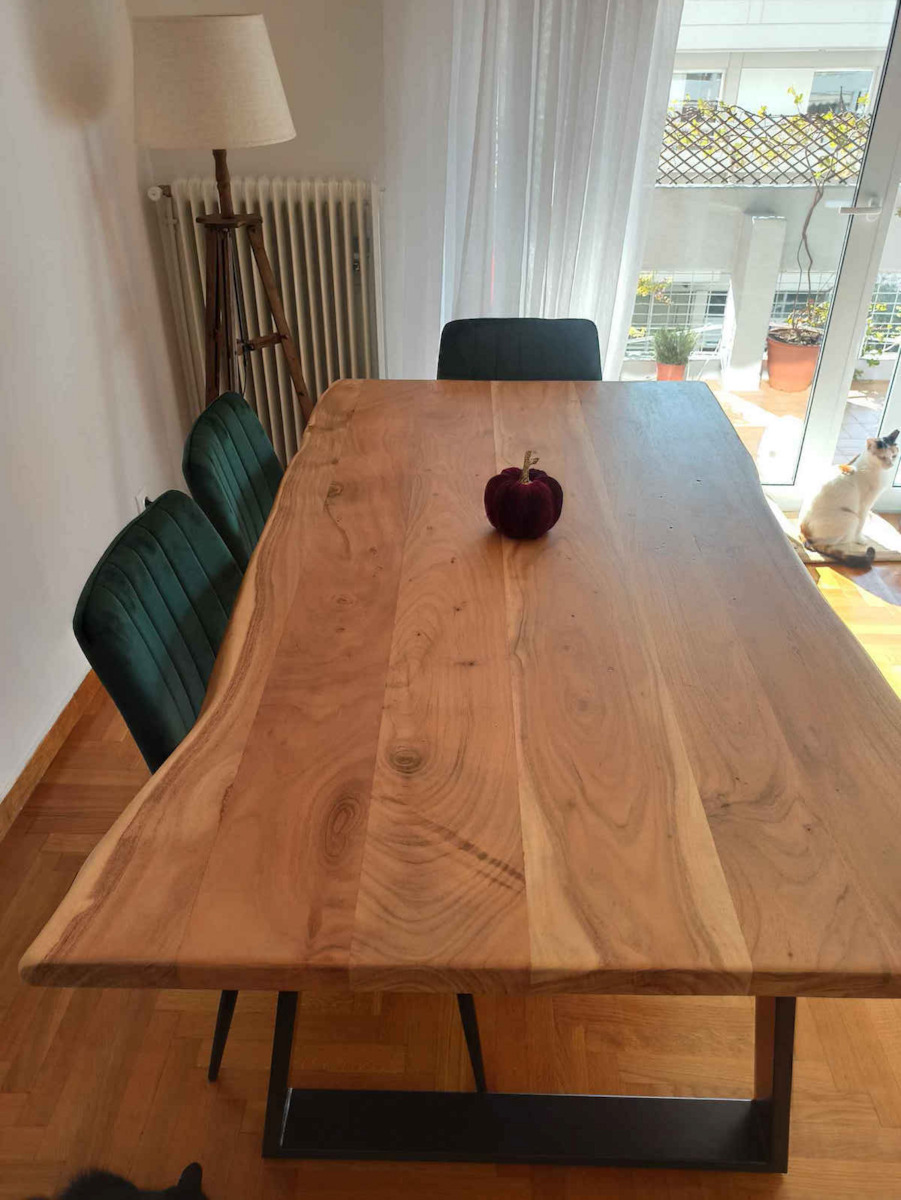 Rama Tisch Speisesaal aus Massivholz & Metall Schwarz 160x90x77cm