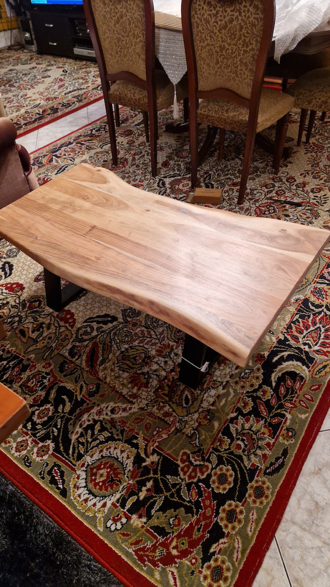 Rectangular Central Coffee Table Rama Made of Solid Wood Natural W115xD65xH40cm