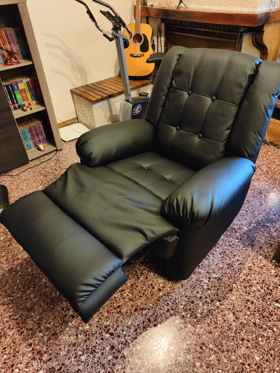Scarlet Relax Armchair Massage with Footstool from Leatherette Black 90x93x100cm