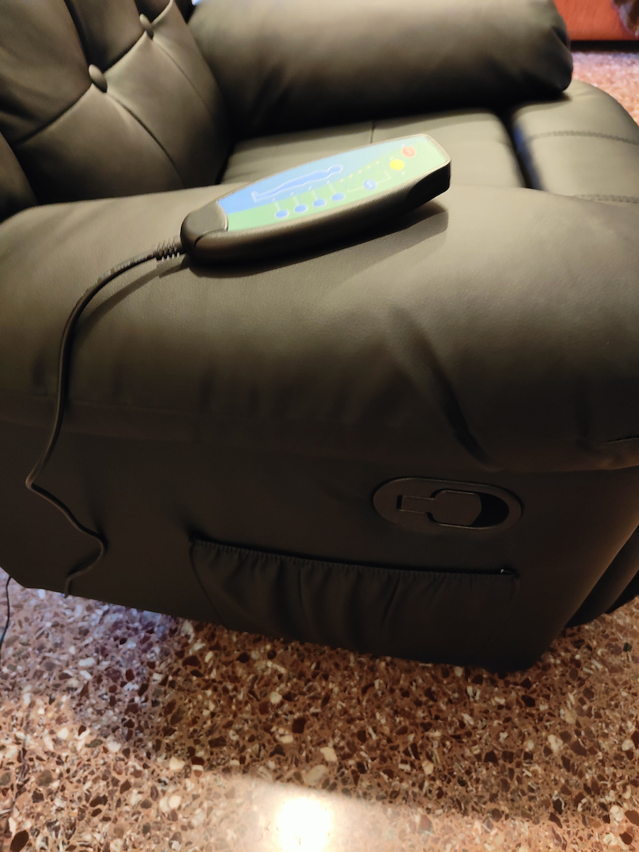 Scarlet Relax Armchair Massage with Footstool from Leatherette Black 90x93x100cm