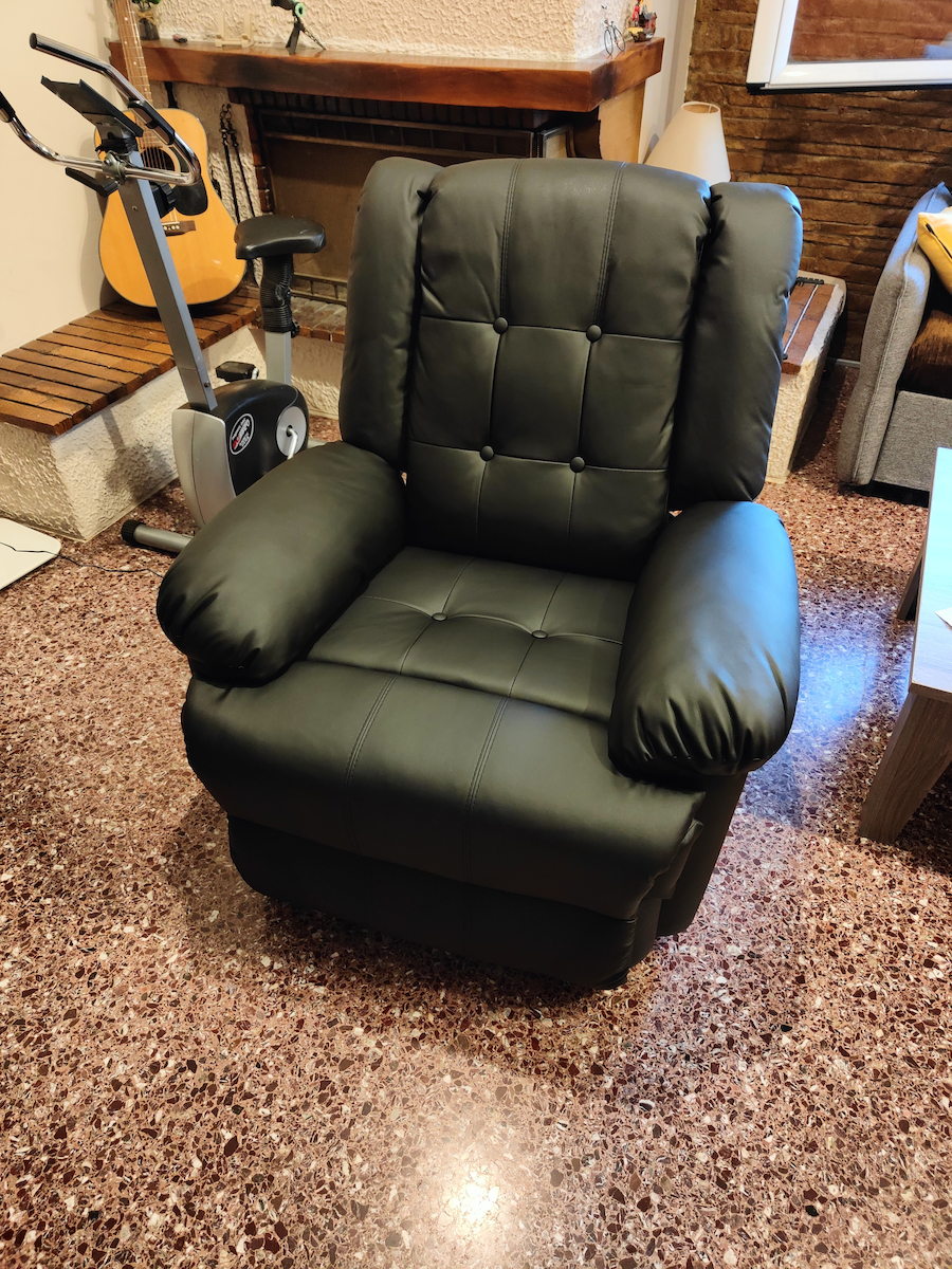 Scarlet Relax Armchair Massage with Footstool from Leatherette Black 90x93x100cm