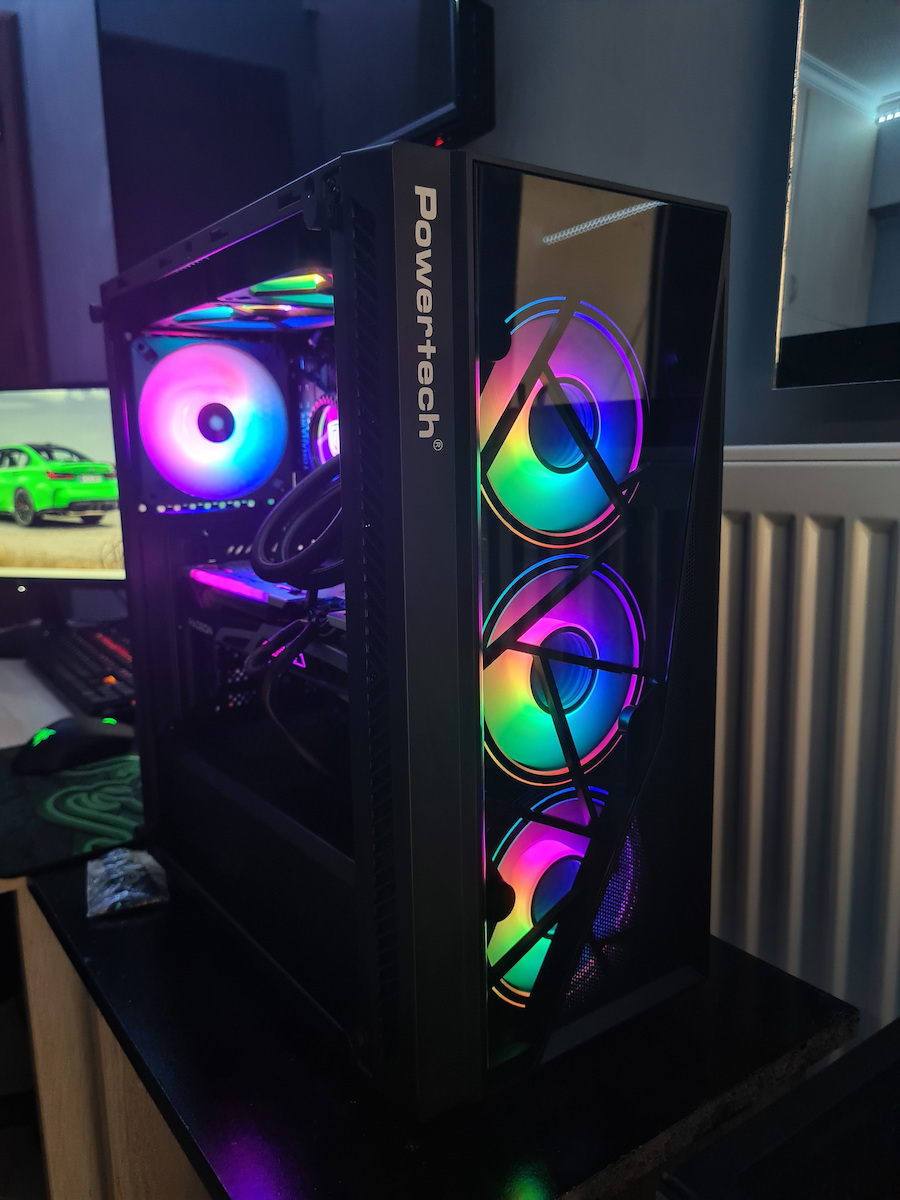 Powertech PT-743 Gaming Midi Tower Κουτί Υπολογιστή με Πλαϊνό Παράθυρο και RGB Φωτισμό Μαύρο