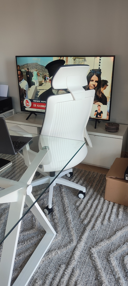 Woodwell BF8900 Bürostuhl Mit Exekutive Funktion Und Einstellbaren Armen Weiß / Mesh Grau