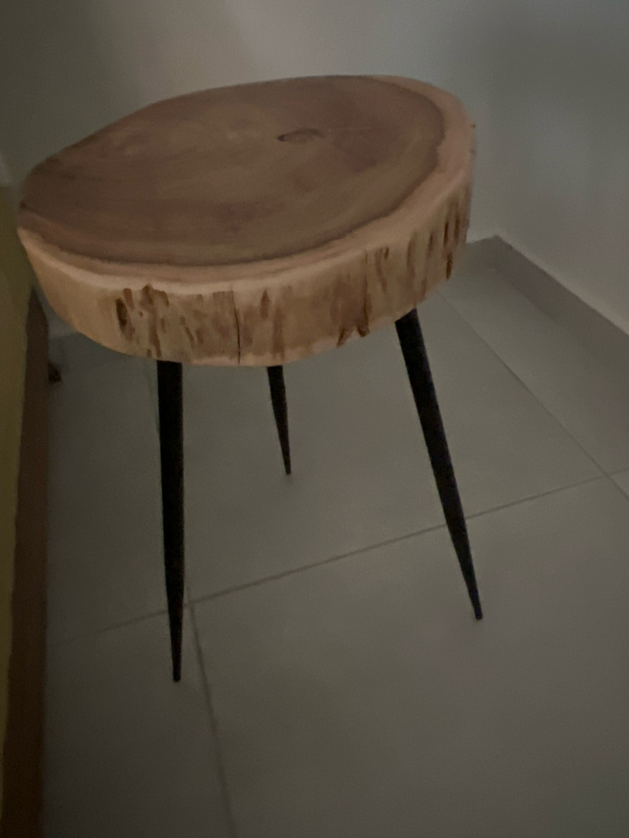 Round Side Coffee Table Patel Made of Solid Wood Beige W35xL34xH54cm EA7104,1