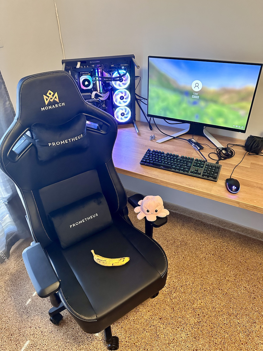 Monarch Gear Prometheus Καρέκλα Gaming Δερματίνης με Ρυθμιζόμενα Μπράτσα Midnight Black