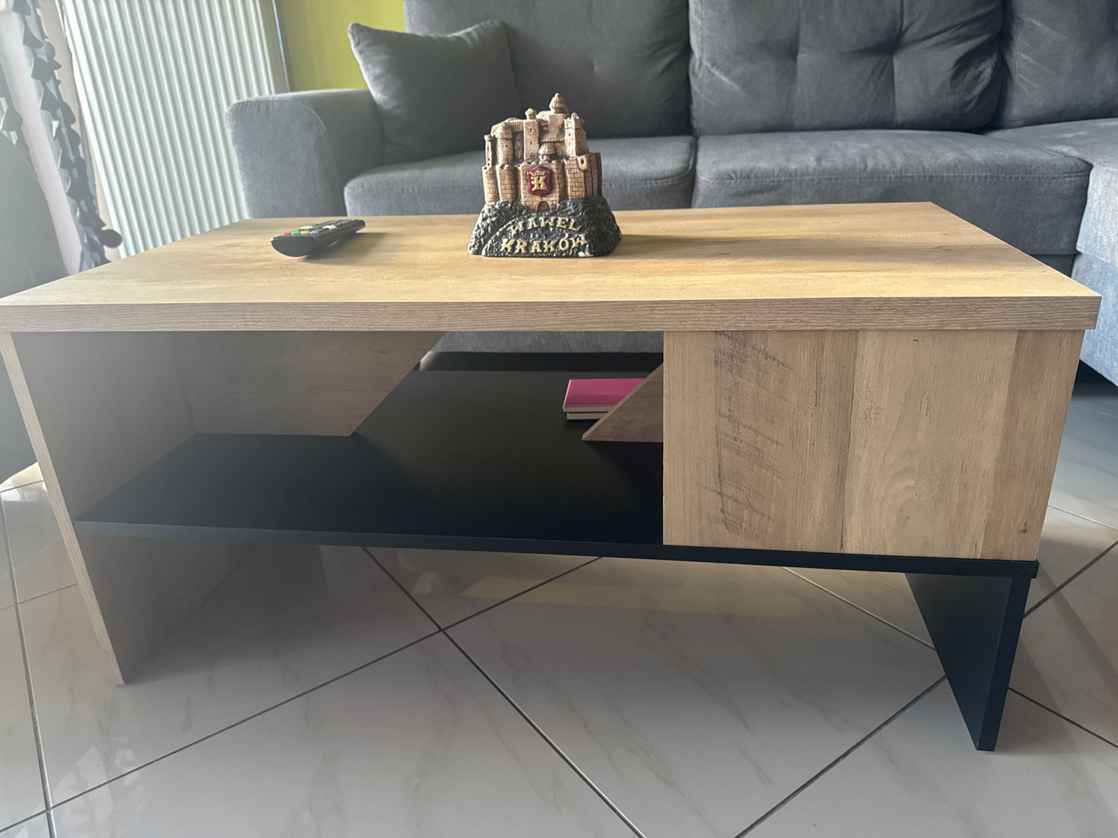 Rectangular Central Coffee Table Naya Wooden Natural / Anthracite W93xL46xH43cm