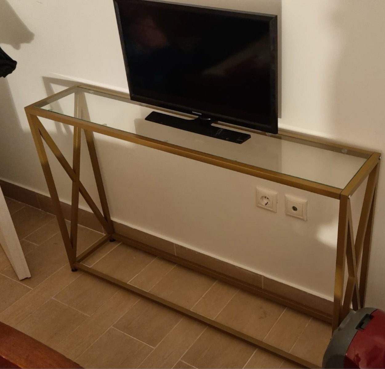Kantoo Console Table Metal with Glass Surface Gold Shade L120xW25xH75cm