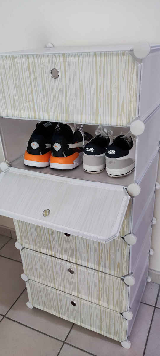 Plastică Suport pentru pantofi cu 6 Rafturi Albă L45xW36.5xH108cm