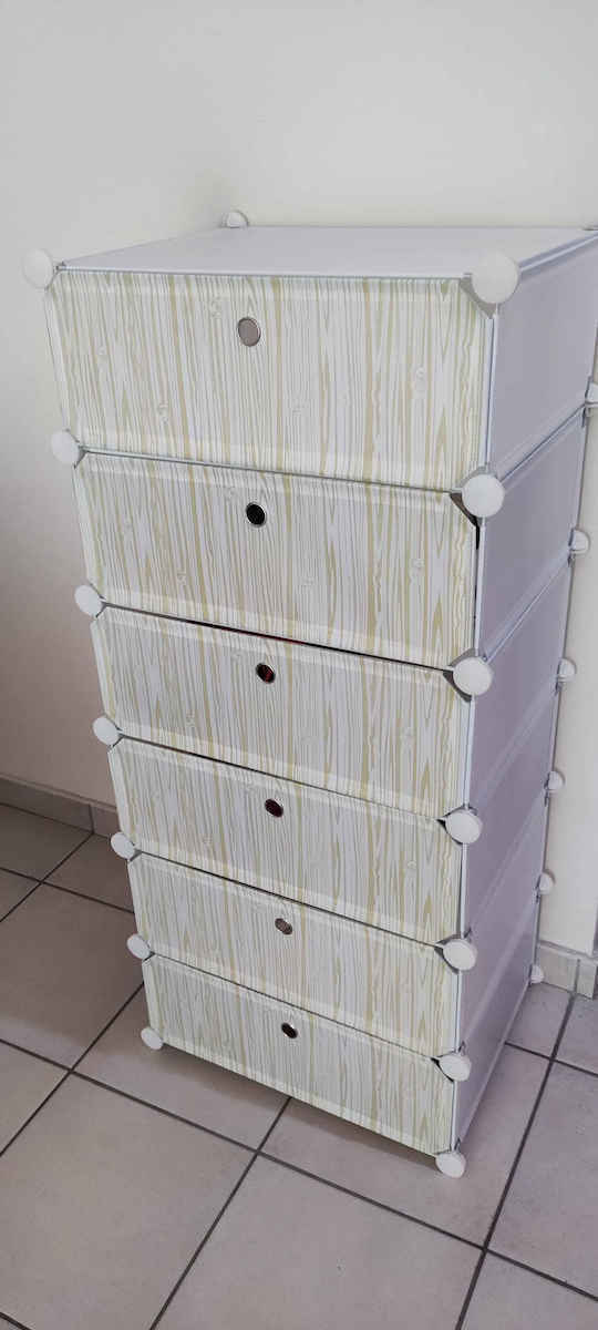 Plastică Suport pentru pantofi cu 6 Rafturi Albă L45xW36.5xH108cm