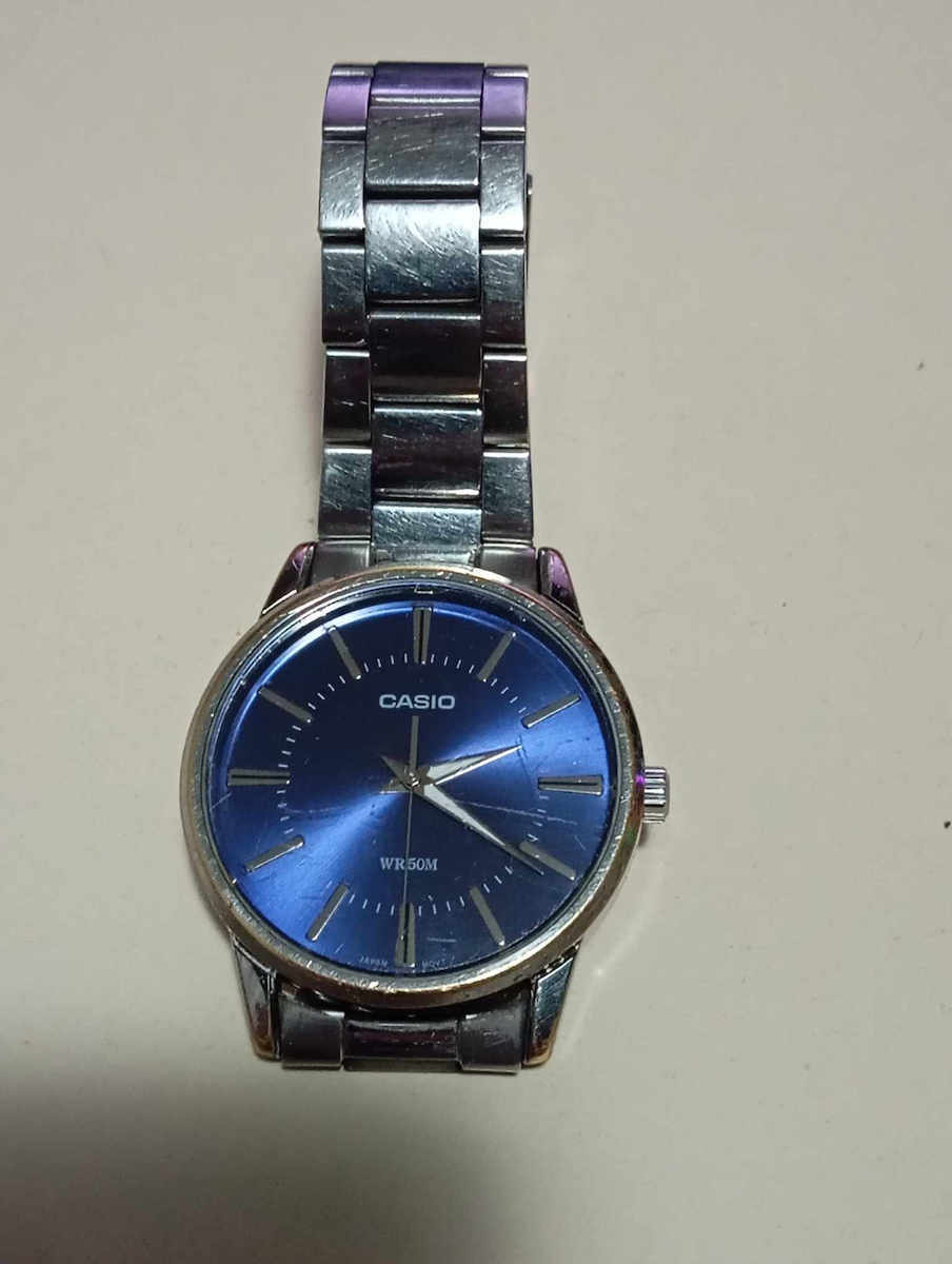 Casio Ανδρικό Ρολόι 40mm Μπαταρίας με Ασημί Μεταλλικό Μπρασελέ