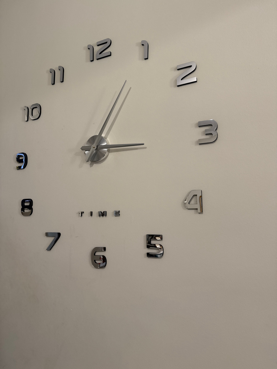 Ruhhy 3D Wall Clock Sticker Mirror Silver Ø60cm