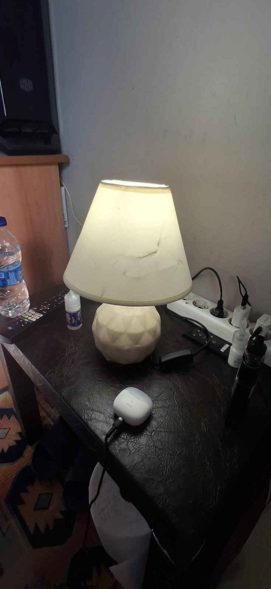 Ceramic Table Lamp for Socket E27 with Beige Shade and Base