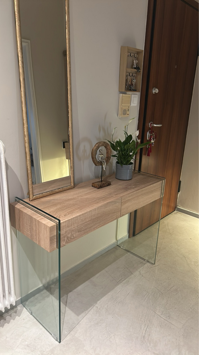 Glasser Wood Κονσόλα Γυάλινη Δρυς Μ110xΠ40xΥ76εκ.