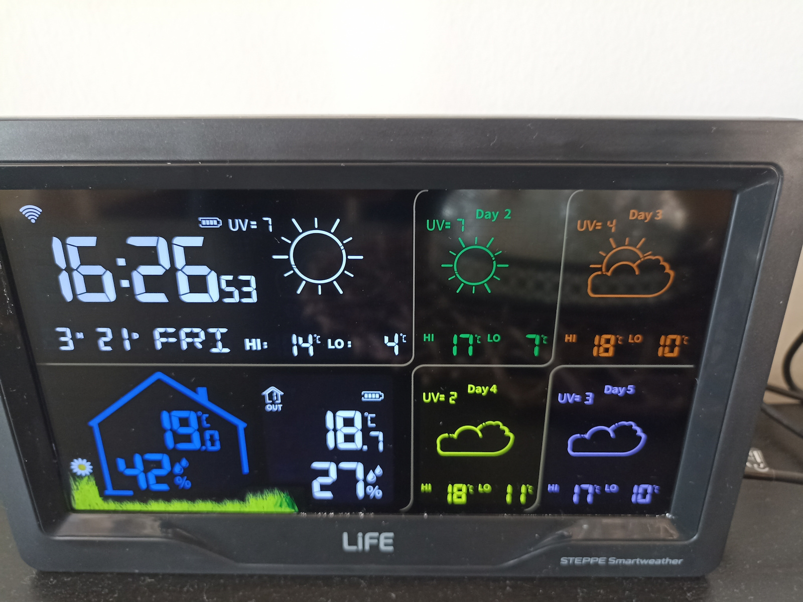 Life Steppe Wireless Digital Weather Station Tabletop Black
