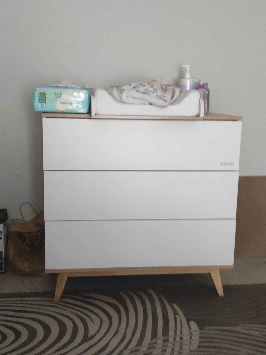Dulap cu Sertare pentru Bebeluși cu 3 Sertare Cappuccino 90x50x88cm