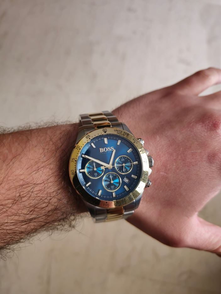 Boss Peak Ανδρικό Ρολόι 44mm Χρονογράφος Μπαταρίας με Ασημί Μεταλλικό Μπρασελέ