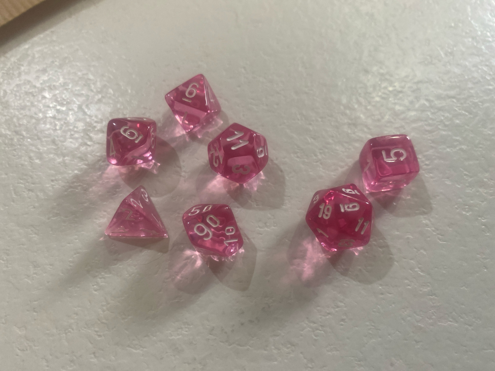 Chessex Dungeons & Dragons Dice 7pcs 20384 Translucent Pink/White Mini Polyhedral