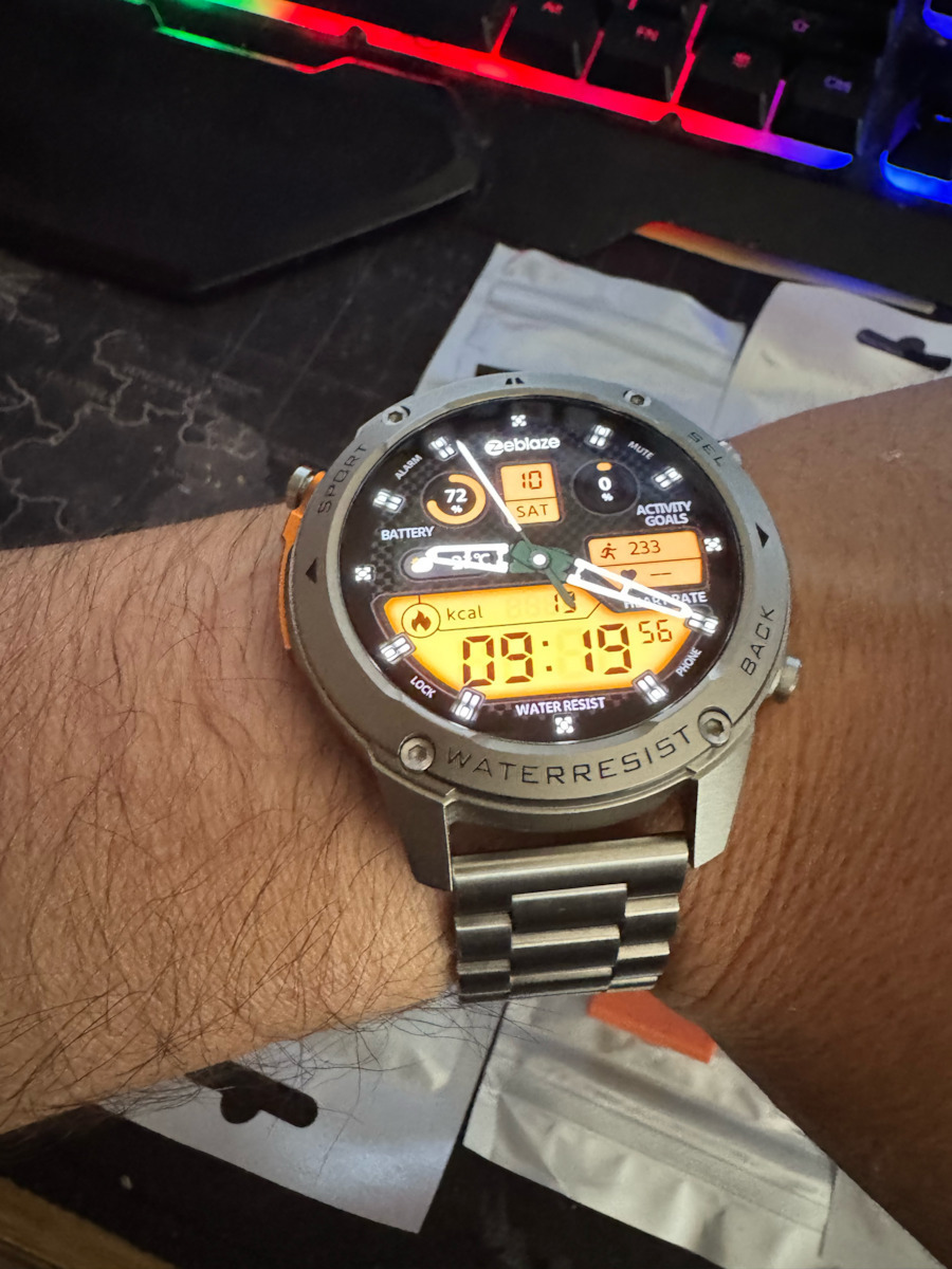 Zeblaze Stratos 2 Ultra Stainless Steel 52mm Αδιάβροχο Smartwatch με Παλμογράφο (Μαύρο)