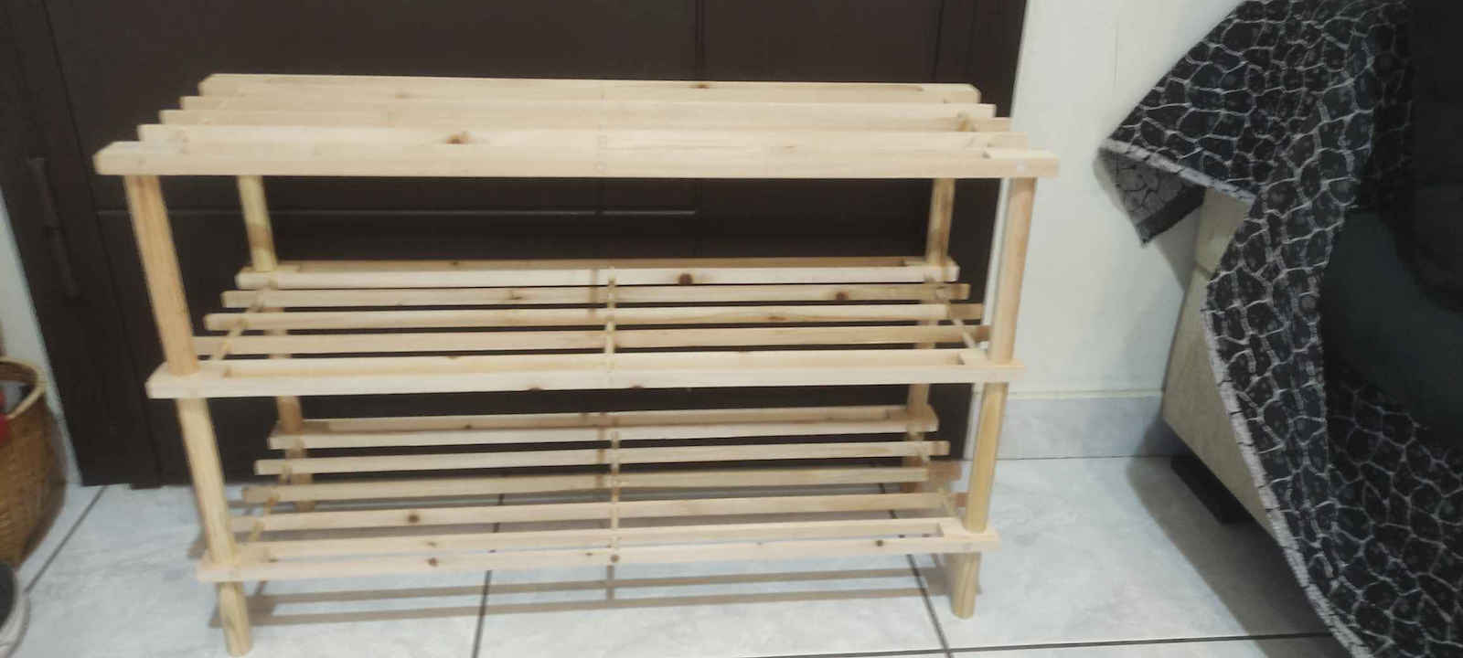 Shoe Organizer with 3 Shelves Beige 74x26x49cm