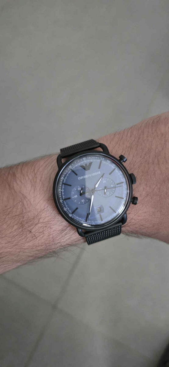 Emporio Armani Men's Watch 43mm Chronograph Battery with Black Metal Bracelet