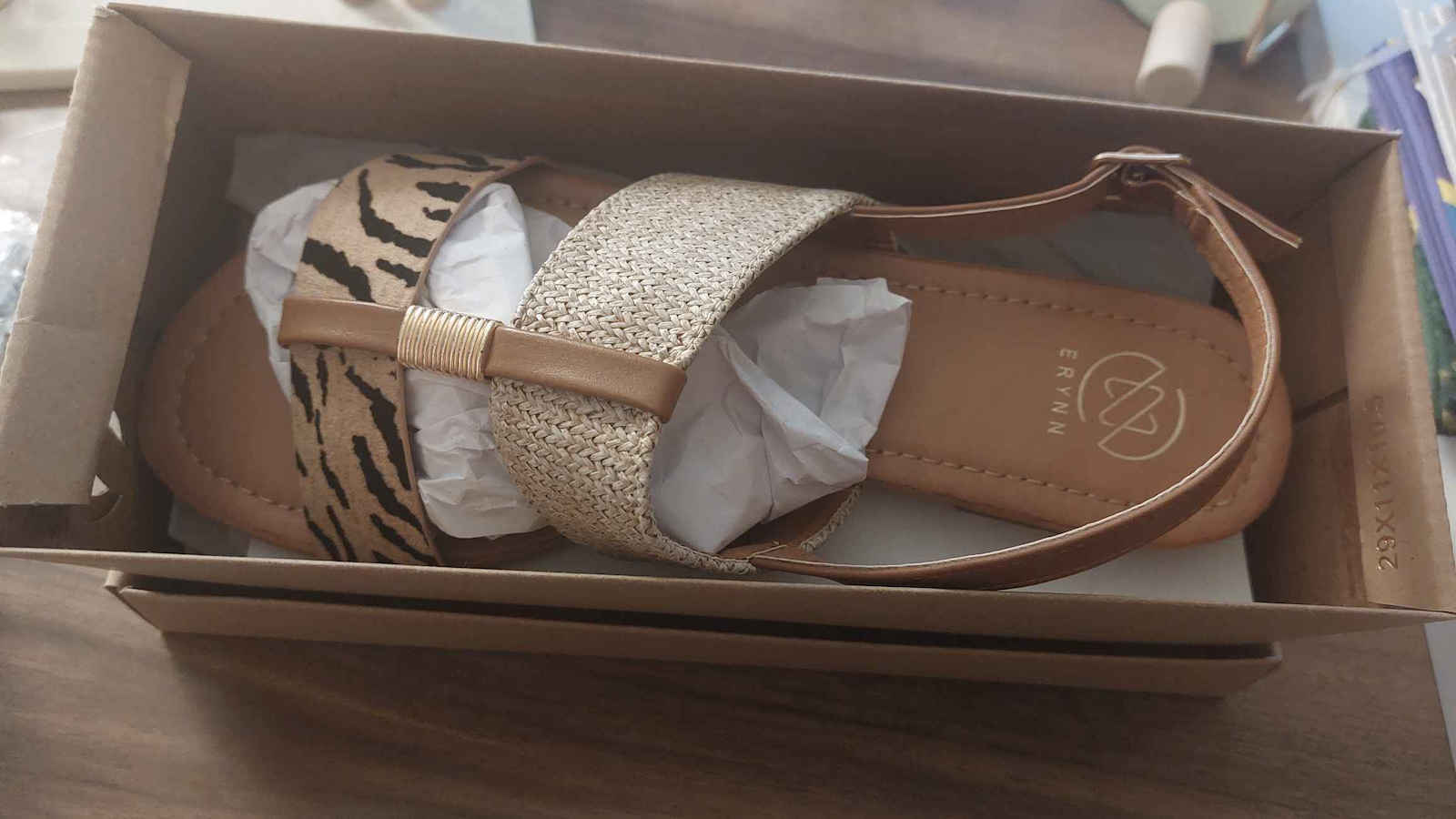 Women's Flat Sandals in Gold Color